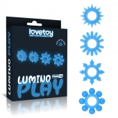 Набор из 4 голубых, светящихся в темноте эрекционных колец Lumino Play - Lovetoy - в Рыбинске купить с доставкой
