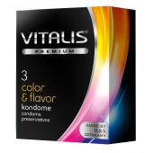 Цветные ароматизированные презервативы VITALIS PREMIUM color   flavor - 3 шт. - Vitalis - купить с доставкой в Рыбинске
