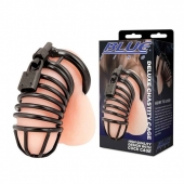 Черная металлическая клетка с замком Deluxe Chastity Cage - BlueLine - купить с доставкой в Рыбинске