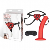 Красный поясной фаллоимитатор Red Heart Strap on Harness   5in Dildo Set - 12,25 см. - Lux Fetish - купить с доставкой в Рыбинске