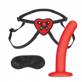 Красный поясной фаллоимитатор Red Heart Strap on Harness   5in Dildo Set - 12,25 см. - Lux Fetish - купить с доставкой в Рыбинске