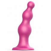 Розовая насадка Strap-On-Me Dildo Plug Beads size S - Strap-on-me - купить с доставкой в Рыбинске