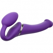 Фиолетовый безремневой вибрострапон Silicone Bendable Strap-On - size M - Strap-on-me - купить с доставкой в Рыбинске