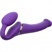 Фиолетовый безремневой вибрострапон Vibrating Bendable Strap-On - size L - Strap-on-me - купить с доставкой в Рыбинске