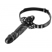 Черный кляп-фаллоимитатор Double Penis Gag - Fetish Tentation - купить с доставкой в Рыбинске