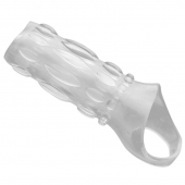 Насадка на пенис с кольцом для мошонки Clear Sensations Enhancer Sex Sleeve - 11,5 см. - XR Brands - в Рыбинске купить с доставкой