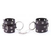 Черные кожаные наручники с люверсами - Crazy Handmade - купить с доставкой в Рыбинске