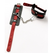 Черные оковы с красным декором и заклепками - Crazy Handmade - купить с доставкой в Рыбинске