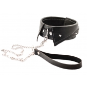 Черный ошейник-воротничок с металлическим поводком - Crazy Handmade - купить с доставкой в Рыбинске