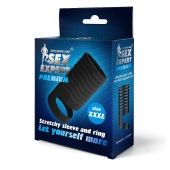 Черная открытая насадка на пенис с кольцом для мошонки XXXL-size - 9,9 см. - Sex Expert - в Рыбинске купить с доставкой