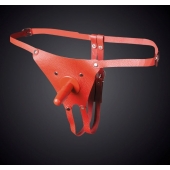 Красные кожаные универсальные трусики со штырьком для насадок - Sitabella - купить с доставкой в Рыбинске