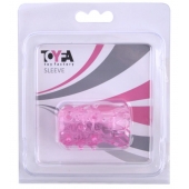 Розовая рельефная насадка на пенис - Toyfa Basic - в Рыбинске купить с доставкой