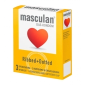 Презервативы с колечками и пупырышками Masculan Ribbed+Dotted - 3 шт. - Masculan - купить с доставкой в Рыбинске