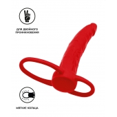 Красная насадка на пенис для двойного проникновения Black Red - 16,5 см. - ToyFa - купить с доставкой в Рыбинске