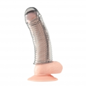 Текстурированная насадка на пенис Clear Textured Penis Enhancing Sleeve Extension - 16,5 см. - BlueLine - в Рыбинске купить с доставкой