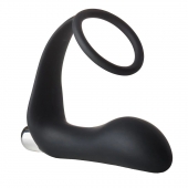 Черное эрекционное кольцо с вибропробкой Vibrating Anal Plug With Cockring - Dream Toys - в Рыбинске купить с доставкой