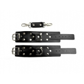 Черные кожаные наручники Sex Game - БДСМ Арсенал - купить с доставкой в Рыбинске