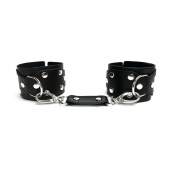 Черные кожаные наручники Sex Game - БДСМ Арсенал - купить с доставкой в Рыбинске