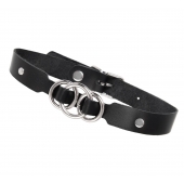 Черный кожаный ошейник со связанными кольцами - Pecado - купить с доставкой в Рыбинске