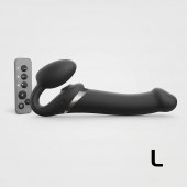 Черный безремневой страпон Multi Orgasm Size L с клиторальной стимуляцией - Strap-on-me - купить с доставкой в Рыбинске