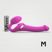 Ярко-розовый безремневой страпон Multi Orgasm Size M с клиторальной стимуляцией - Strap-on-me - купить с доставкой в Рыбинске