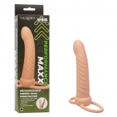 Телесная насадка для двойного проникновения Rechargeable Ribbed Dual Penetrator с вибрацией - California Exotic Novelties - купить с доставкой в Рыбинске