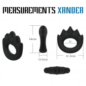 Черное эрекционное кольцо с массажными гребнями Rooster Xander - Velv or - в Рыбинске купить с доставкой
