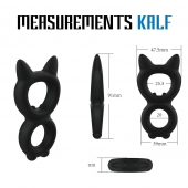 Черное двойное эрекционное кольцо Rooster Kalf - Velv or - в Рыбинске купить с доставкой