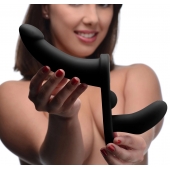 Черный вибрострапон Double Take 10X Double Penetration Vibrating Strap-on Harness - XR Brands - купить с доставкой в Рыбинске