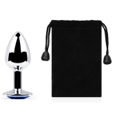 Анальное украшение BUTT PLUG  Small с синим кристаллом - 7 см. - Anal Jewelry Plug - купить с доставкой в Рыбинске