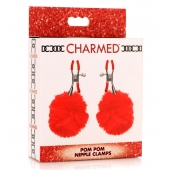 Красные зажимы на соски с помпонами Pom Pom - XR Brands - купить с доставкой в Рыбинске