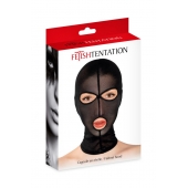 Черная сетчатая маска на голову с отверстиями для глаз и рта - Fetish Tentation - купить с доставкой в Рыбинске