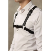 Черная мужская кожаная портупея №4 - БДСМ Арсенал - купить с доставкой в Рыбинске