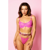 Эффектный розовый пояс из голографической эко-кожи - БДСМ Арсенал - купить с доставкой в Рыбинске