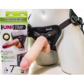 Страпон-унисекс с двумя насадками UNI strap 7  Harness - 19 и 16 см. - LOVETOY (А-Полимер) - купить с доставкой в Рыбинске