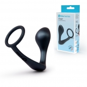 Черное эрекционное кольцо со стимулятором простаты Ringer Cock Ring   Plug - b-Vibe - в Рыбинске купить с доставкой