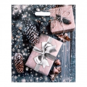 Новогодний пакет с принтом в виде подарков и вырубной ручкой (45х38 см) - Сима-Ленд - купить с доставкой в Рыбинске