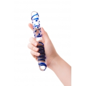 Двусторонний стеклянный фаллоимитатор с рельефом - 22 см. - Sexus