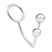 Кольцо на пенис с анальным стимулятором Two Bead Stainless Steel Anal Hook   Cock Ring - BlueLine - в Рыбинске купить с доставкой