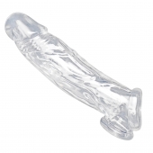 Прозрачная насадка для увеличения члена Realistic Clear Penis Enhancer and Ball Stretcher - 20,3 см. - XR Brands - в Рыбинске купить с доставкой