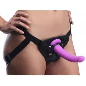 Лиловый поясной страпон Navigator Silicone G-Spot Dildo with Harness - 17,8 см. - XR Brands - купить с доставкой в Рыбинске