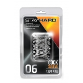 Прозрачная насадка с объёмными чёрточками STAY HARD COCK SLEEVE 06 CLEAR - Blush Novelties - в Рыбинске купить с доставкой