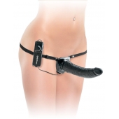 Черный страпон с вагинальной пробкой Deluxe Vibrating Penetrix Strap-On - 19 см. - Pipedream - купить с доставкой в Рыбинске