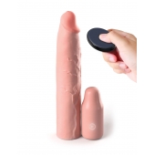 Телесная вибронасадка на член 3  Vibrating Mega X-tension with Remote - 22,9 см. - Pipedream - в Рыбинске купить с доставкой