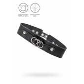 Черный чокер-ошейник со связанными кольцами на подложке - Pecado - купить с доставкой в Рыбинске