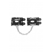 Черные кожаные наручники-браслеты из двух ремешков - Pecado - купить с доставкой в Рыбинске