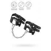 Черные кожаные наручники-браслеты из двух ремешков - Pecado - купить с доставкой в Рыбинске