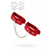Красные кожаные узкие оковы со скруглёнными углами - Pecado - купить с доставкой в Рыбинске