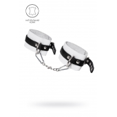 Бело-черные мягкие оковы с одним ремешком и люверсами - Pecado - купить с доставкой в Рыбинске