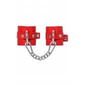 Красные мягкие кожаные наручники с люверсами - Pecado - купить с доставкой в Рыбинске